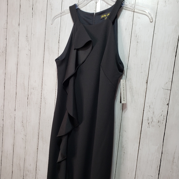 New! Shelby Nites Black High Neck Sheath Dress - Picture 2 of 9